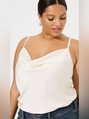 Torrid Ivory Satin Cowl Neck Cami Sz 3X